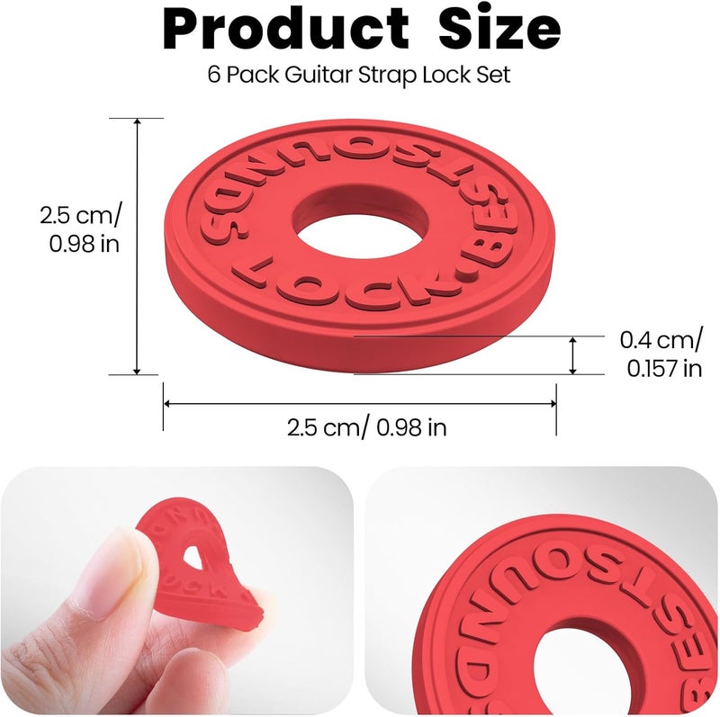 BestSounds Guitar Strap Blocks, 6PCS Premium Silicone Safety Locks (Strawberry) - Image 3